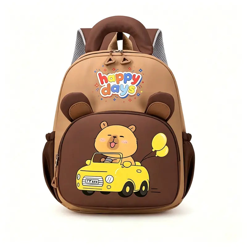 Cute Capybara Animal Unisex Kids Backpack - Lightweight Nylon Booksack, Kindergarten Fit for Boy, Ample Space for Back to School Haul