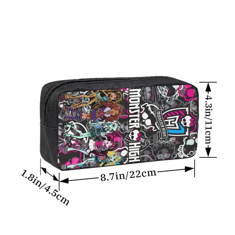 2Pcs Monster High Cartoon Print Backpack Set Unisex, 17 Inch Large Capacity Laptop Rucksack with Pencil Pouch, Spacious Student Bookbag for Middle High School, Ideal Birthday Festival Party Gifts