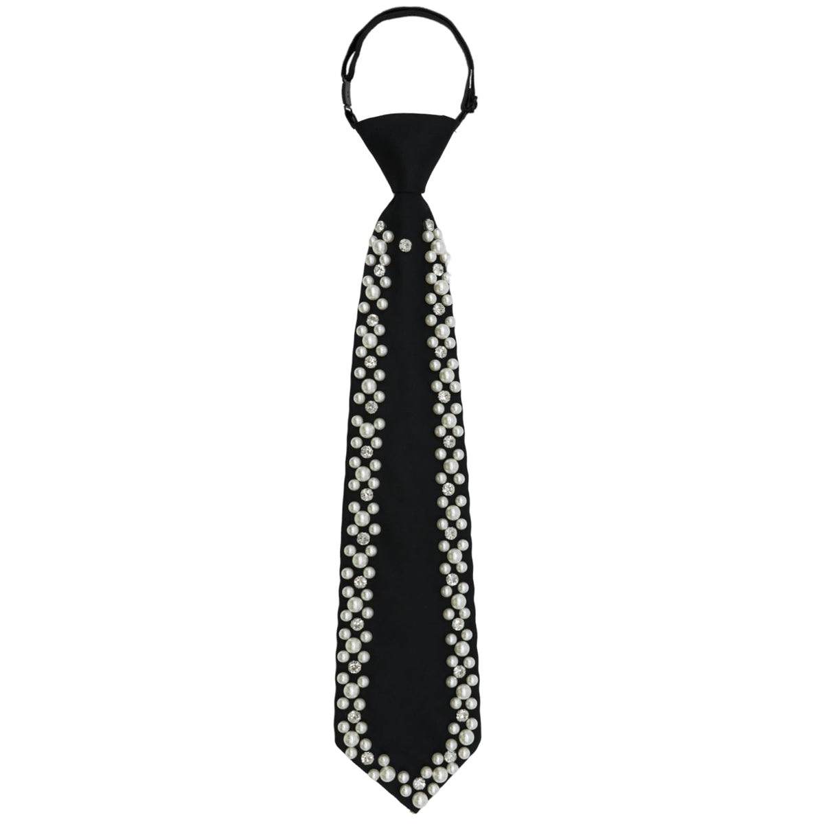 LJBFNN Black Ties for Women, Womens Tie with Metal Chain 2.76'' Pre-Tied Necktie for Girls School Uniform Shirt Accessory