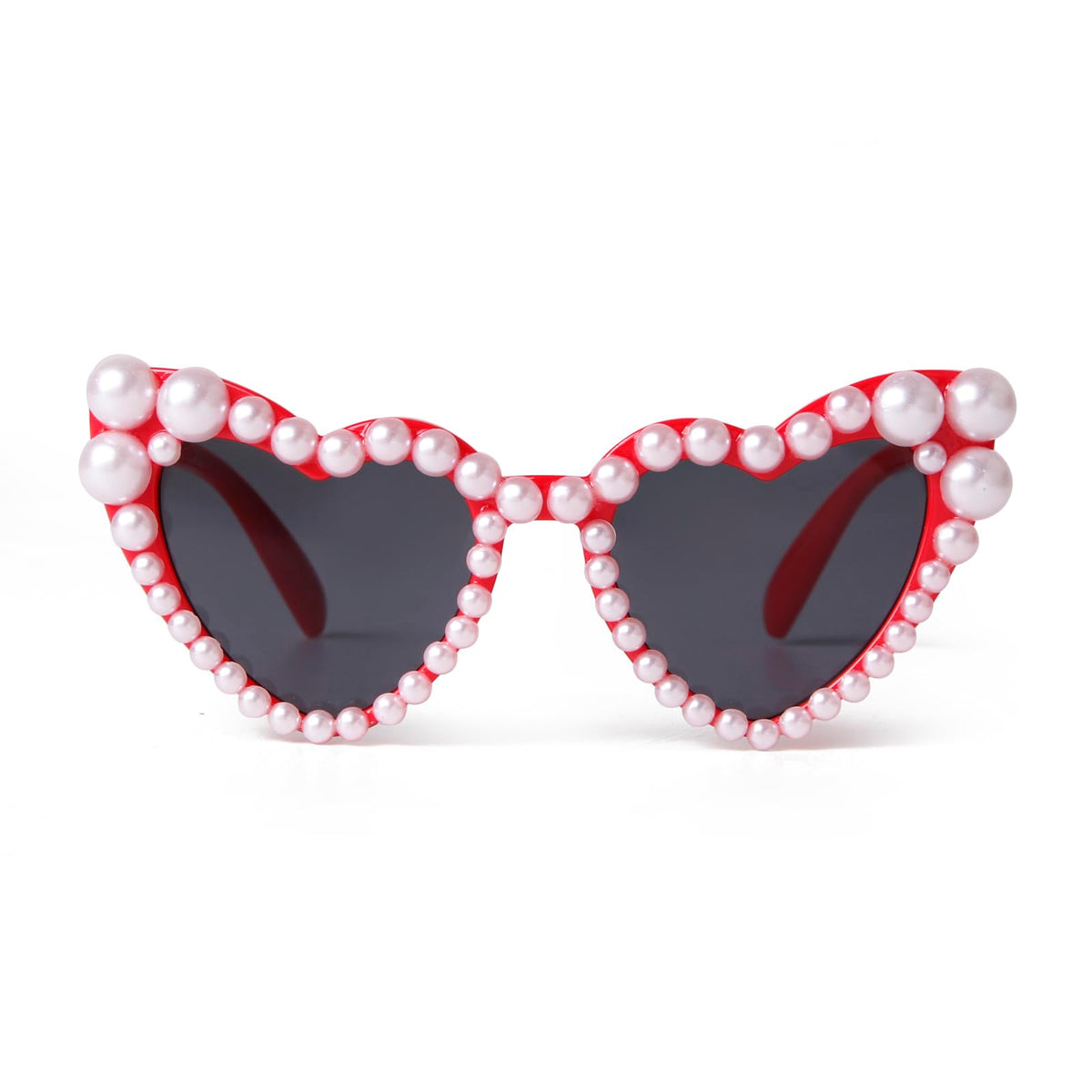 ADE WU Heart Sunglaskses Kids Cute Pearl Sunglasses for Girls Boys Age 3-8