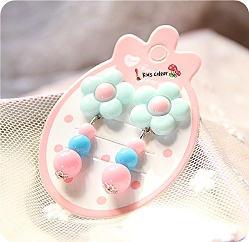 Elesa Miracle Little Girl Bag Beauty Set Plush Handbag + Flower-Shaped Clip-on Earrings + Necklace and Bracelet Set (Blue)