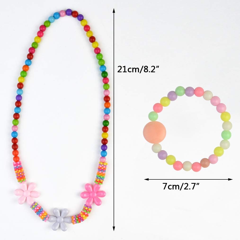 obmwang 30Pcs Princess Necklace Bracelet Set, Teenager Costume Jewelry Play Jewelry for Women Dress Up Pretend Play Party Favors