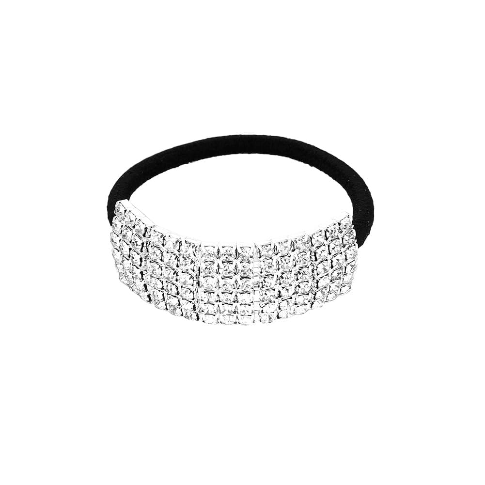 Hair Tie, Fashion Bling Crystal Rhinestone Hair Accessories for Women Girls (Silver Heart Scrunchies, Bands, Ropes, Circles, Elastics, Headband)
