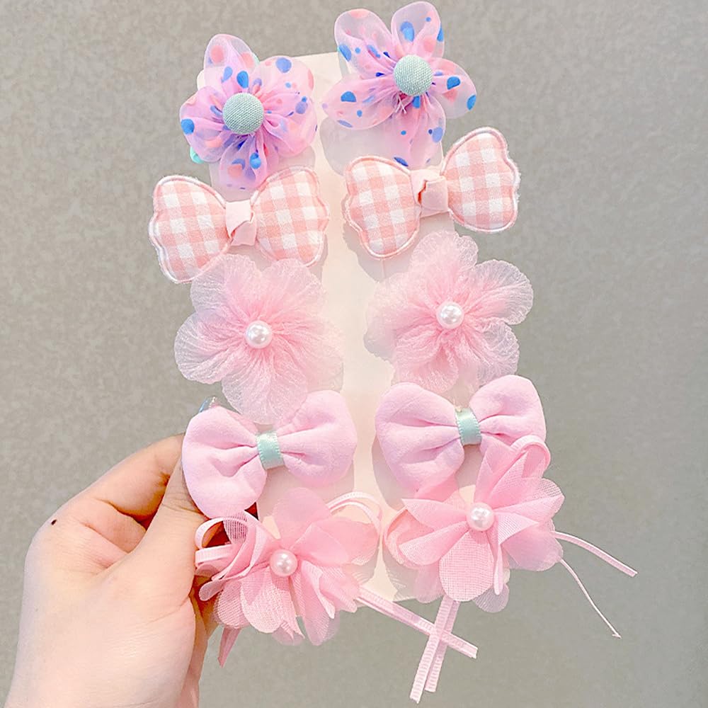 10 PCS Cute Bows Hair Clips, Fashion Girls Hair Accessories, Candy Colors Themed Hair Accessories with bows, Non-slip Snap Pins for Girls