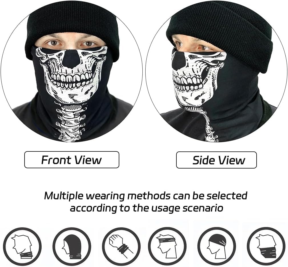 9 Pcs Neck Gaiter Face Mask Men Women Sun UV Protection Seamless Skull Bandanas Seamless Bandana Rave Face Cover Scarf Mask