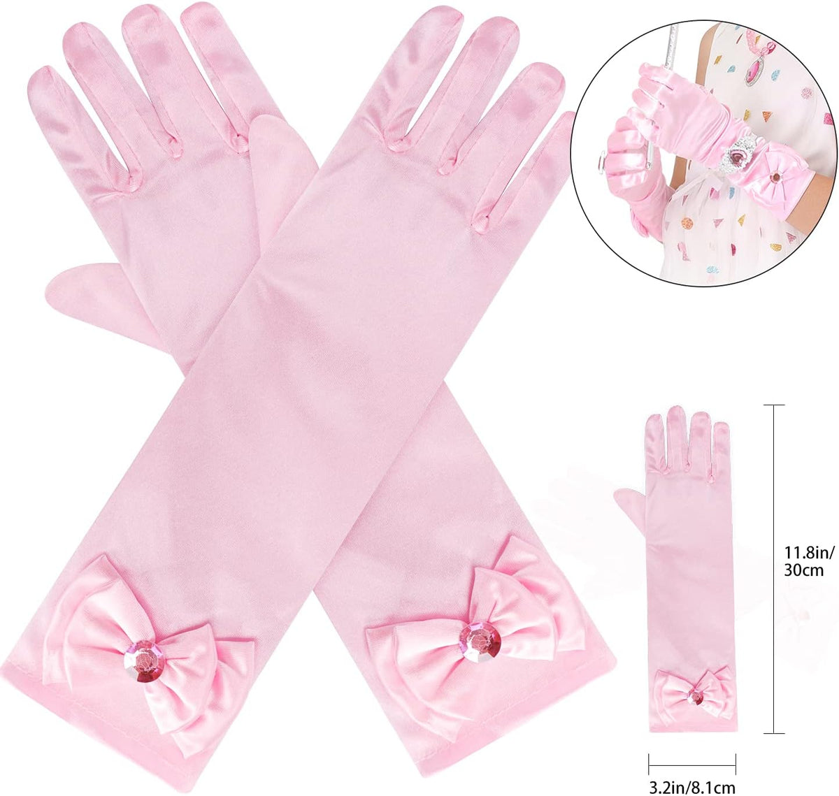 Cocojeci Princess Dress Up Party Accessories for Princess Costume Gloves Tiara Wand Necklace Earrings Bracelet and Ring Gift Set 9pcs (Pink, Set of 7, 9pcs)