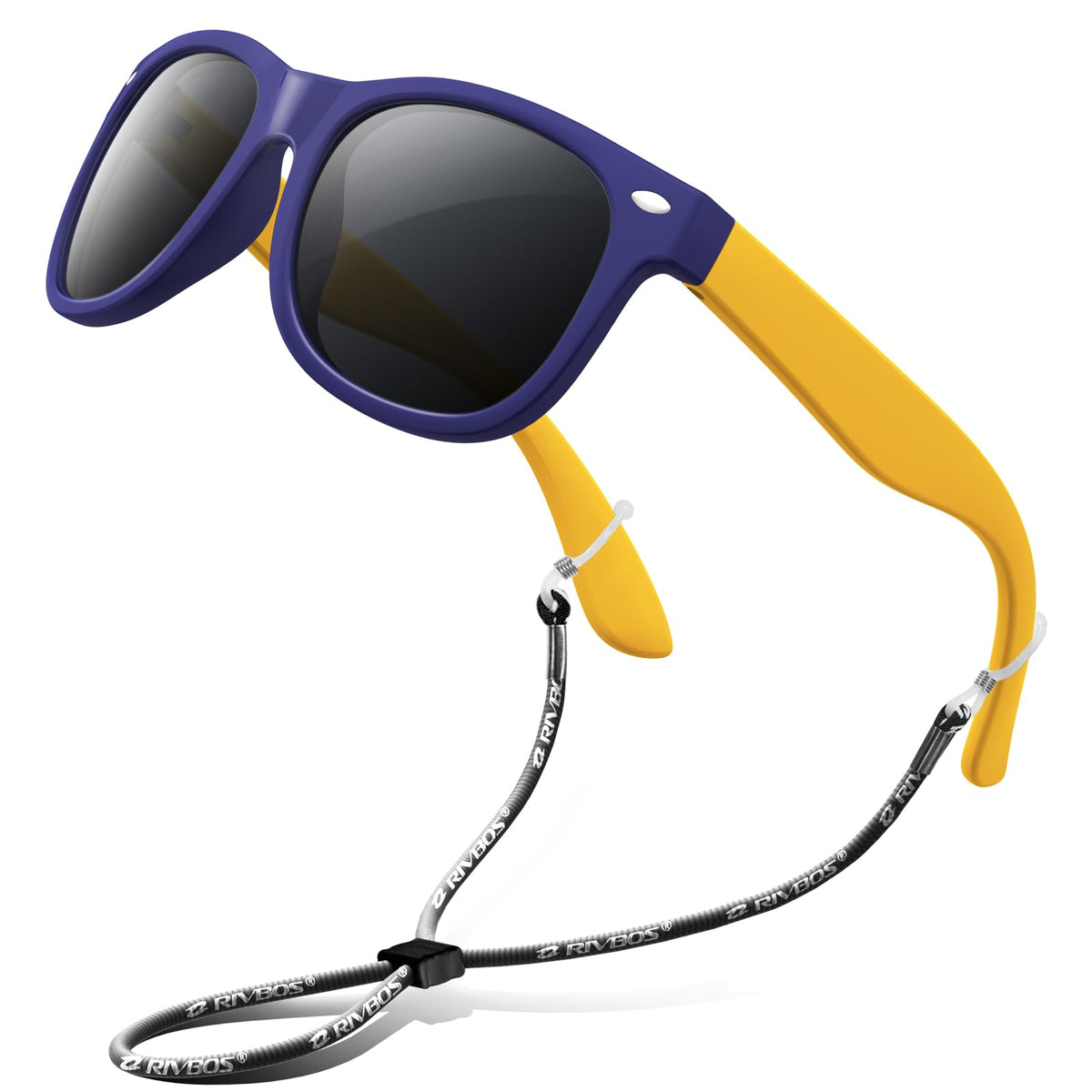RIVBOS Kids Sunglasses Polarized UV400 TPE with Strap for Boys Girls RBK004