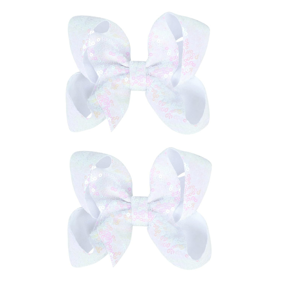 2 PCS Enchanting 5-Inch Fairy Fashion Bow Hairpin: Multicolor Option Sequins Hair Clip for Kids and Teenage Girls (Black)
