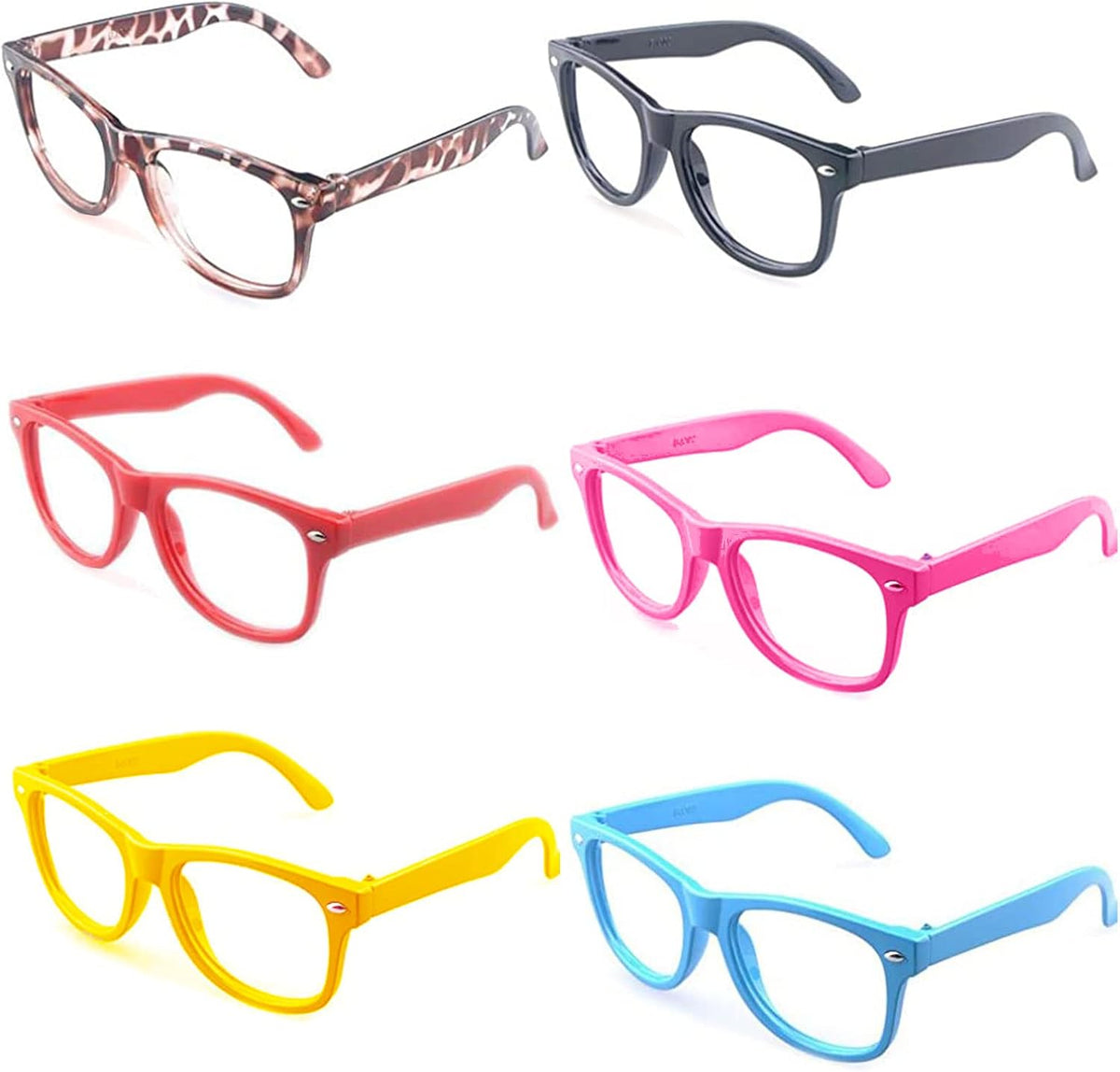 Kaptin 6 Pack Retro Children Stylish Cute Glasses Frame Without Lenses, Childrens Fake Eye Glasses
