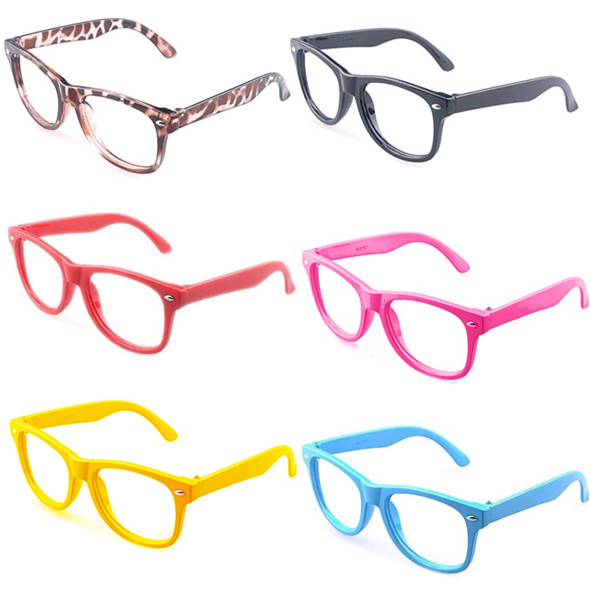 Kaptin 6 Pack Retro Children Stylish Cute Glasses Frame Without Lenses, Childrens Fake Eye Glasses