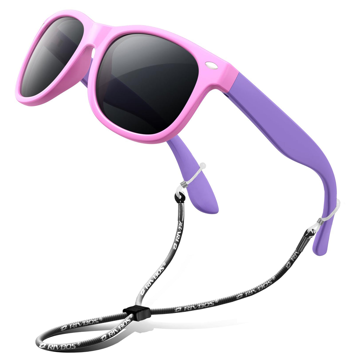 RIVBOS Kids Sunglasses Polarized UV400 TPE with Strap for Boys Girls RBK004