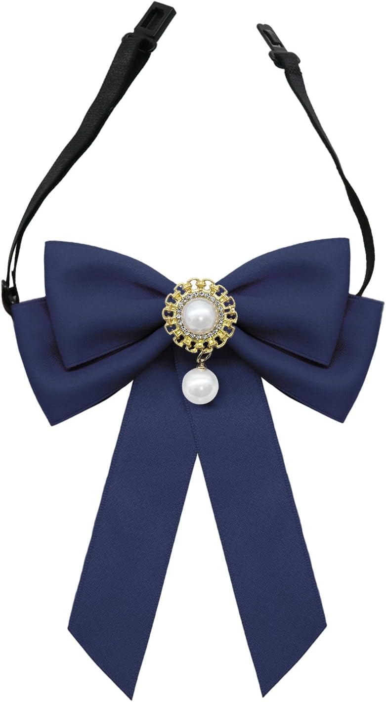 Bow Ties for Girls Womens, Pre-tied Kids Bowtie with Pearl Decor