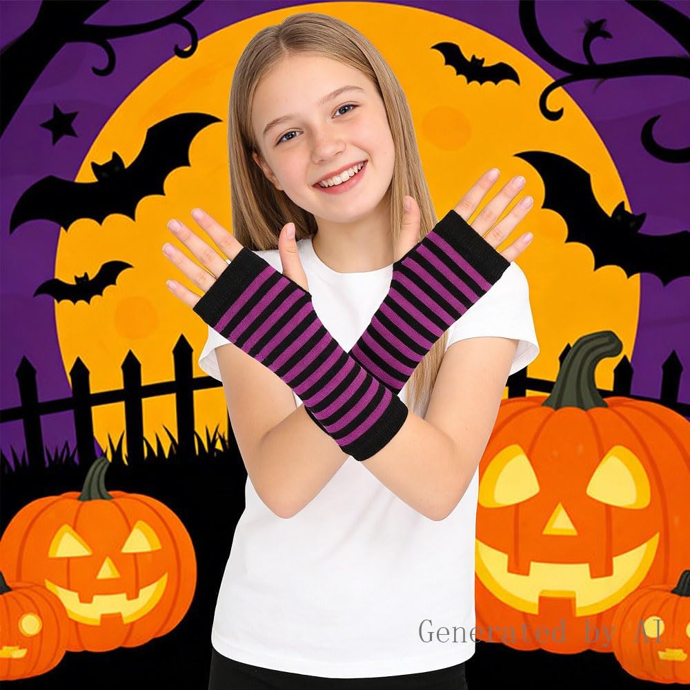 Kids Arm Warmers Gloves Girls Arm Gloves Striped And Rainbow