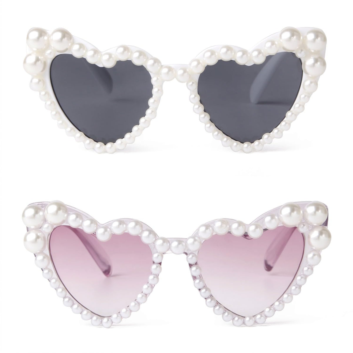 ADE WU Heart Sunglaskses Kids Cute Pearl Sunglasses for Girls Boys Age 3-8