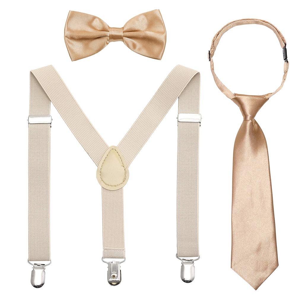 Kajeer Kids Suspender Bowtie Necktie Sets - Adjustable Elastic Classic Accessory Sets for 6 Months to 13 Year Old Boys Girls