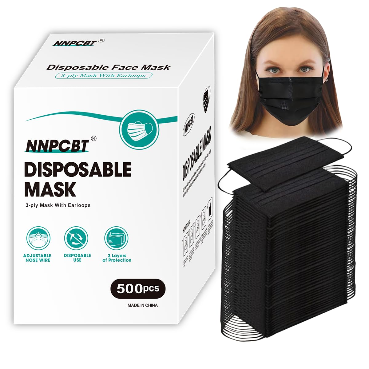 NNPCBT 3 ply Disposable Masks Breathable Face Masks for Adults