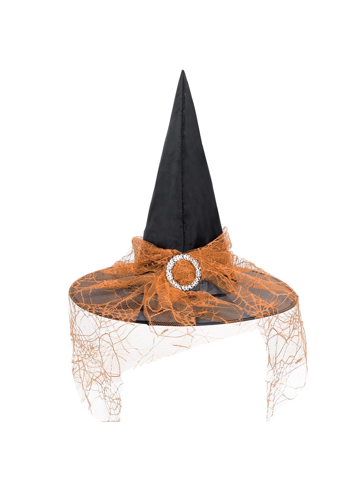 Girls Lace Witch Hat Kids Foldable Halloween Teens with Veil Cosplay
