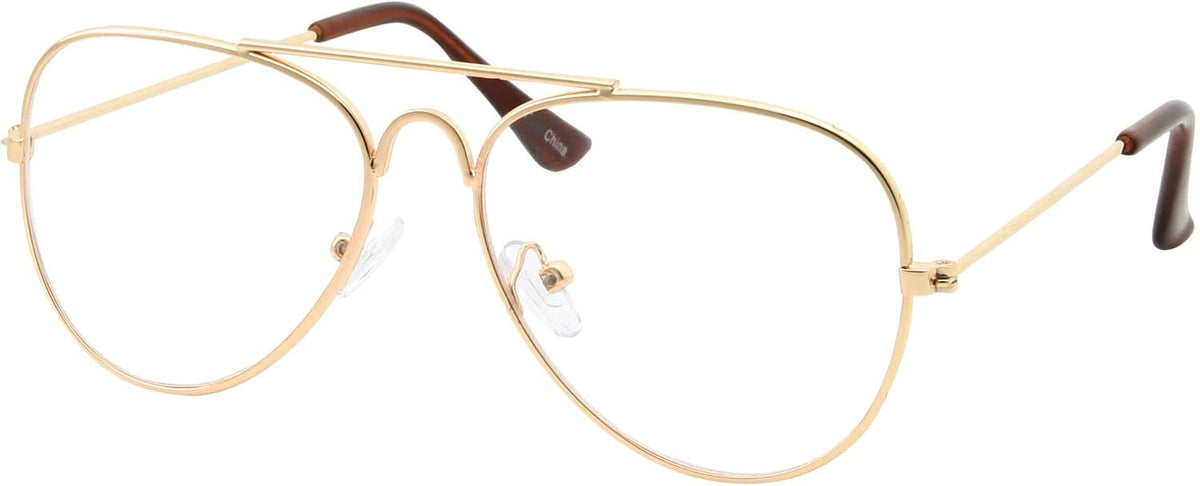 grinderPUNCH Kids Fake Aviator Eye Glasses Clear Lens Children's Non Prescription (Age 3-10)