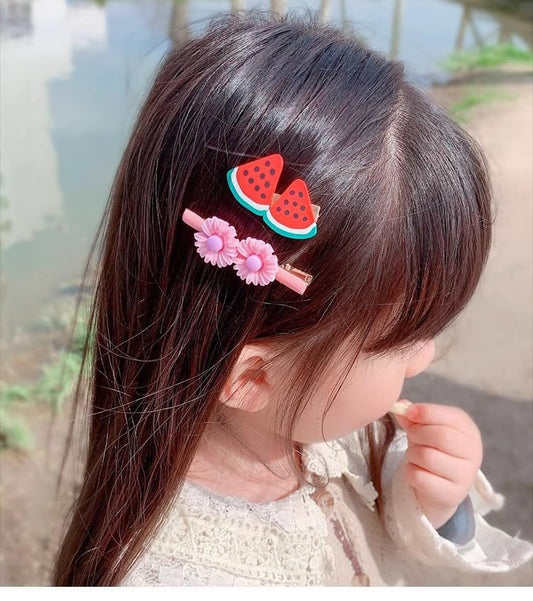 14 PCS Cute Hair Clips Fashion Girls Hair Accessories Flower Fruit Colorful Rainbow Candy Dessert Lovely Animal Barrettes Set Non-slip Metal Snap Pins for Girls Kids Teens Toddlers