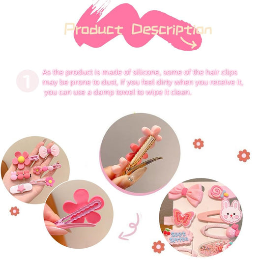 56 pcs Girl Hair Clips Cute Clips for Toddler Girls Hair Accessories for Kids Rabbit/Flower/Bow Colorful Patterns