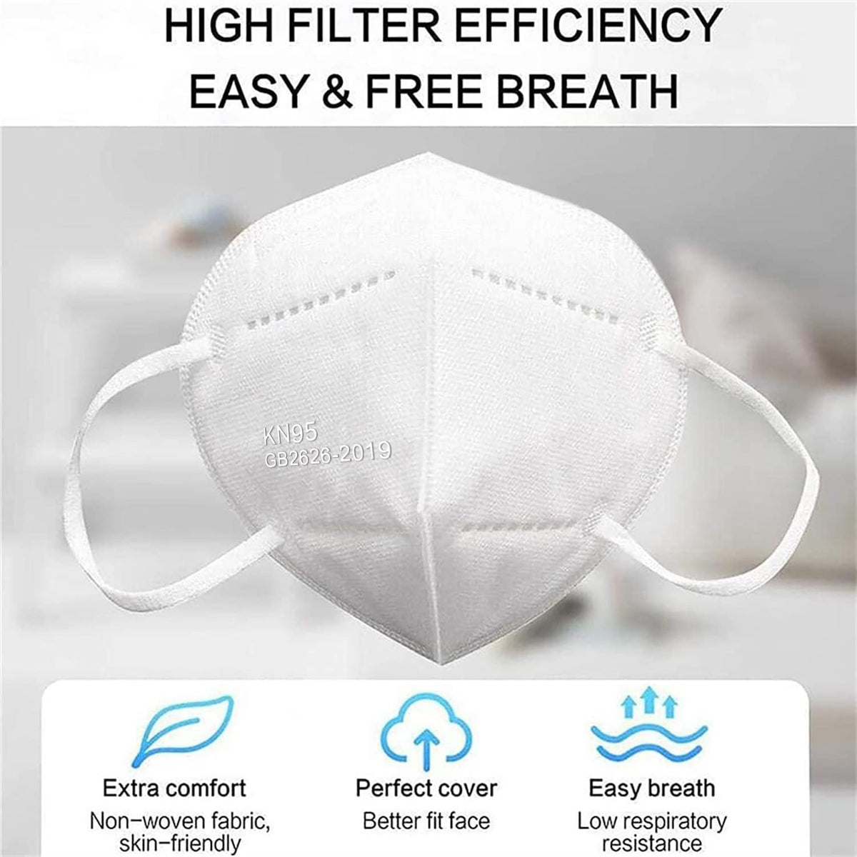 LEMENT Face Masks,5-Ply Breathable Cup Disposable Mask For Adult,Teenager