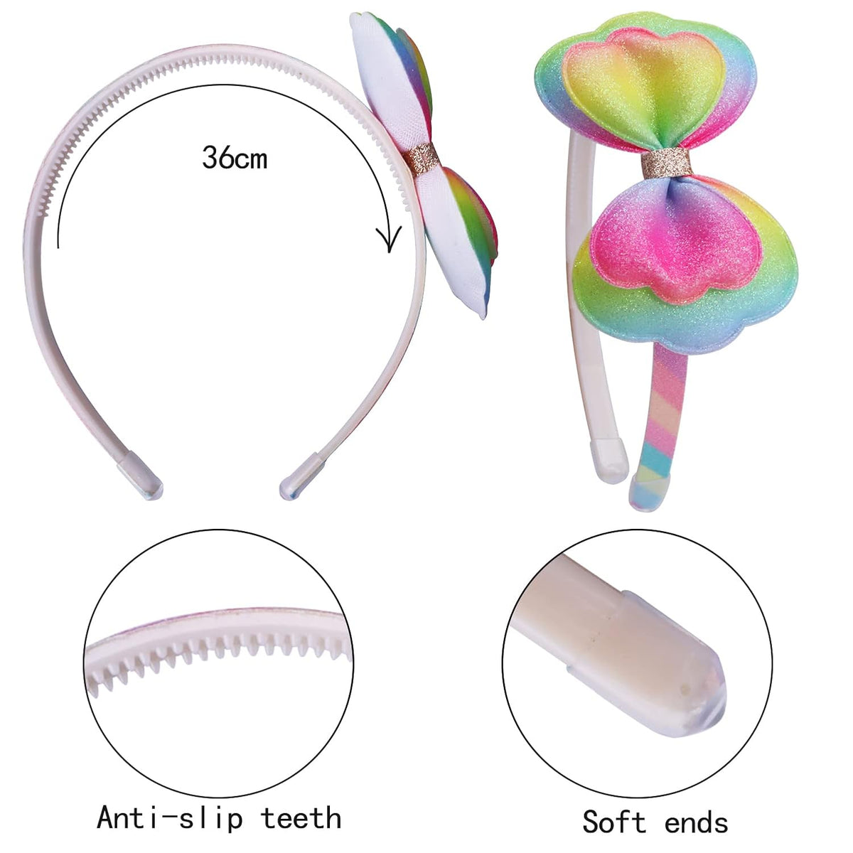 Glitter Headbands for Girls Butterfly Sparkly Hair Bands with Teeth Bows Flower Sequin Hairband for Girl(6pcs)