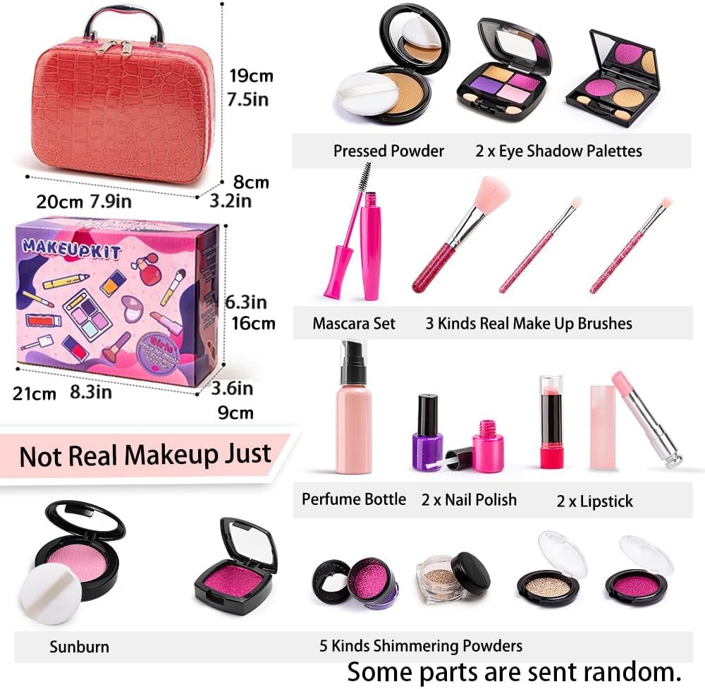 Pretend Play Fake Makeup Set for Kids Toddlers 3-8, Birthday Gift for Girls