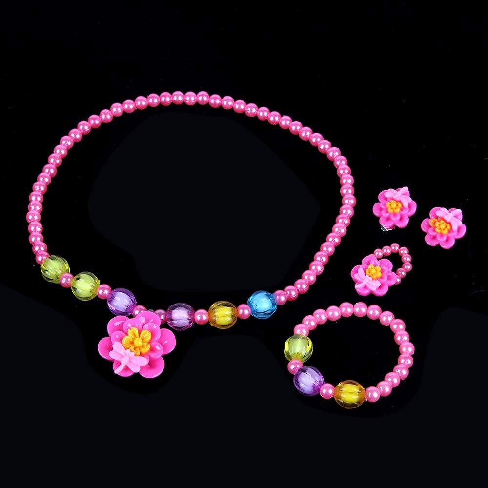 Toddler Play Jewelry for Little Girls,Children Kids Dress Up Pink Purse Bracelet Neclace Ring Earrings