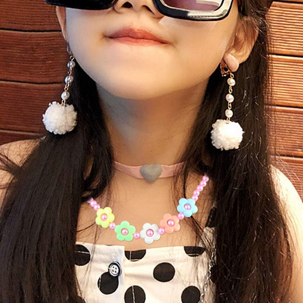 obmwang 30Pcs Princess Necklace Bracelet Set, Teenager Costume Jewelry Play Jewelry for Women Dress Up Pretend Play Party Favors