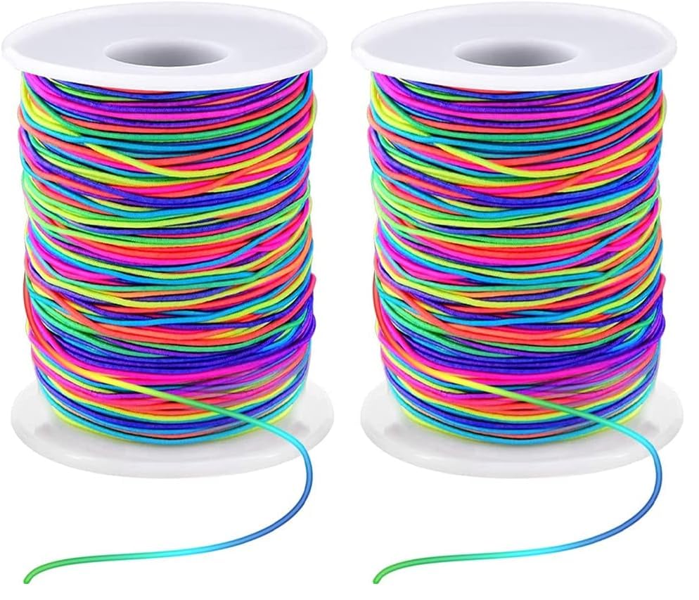 LUSTEMBER 1mm Stretchy Bracelet String, Sturdy Rainbow Elastic String Elastic Cord for Jewelry Making, Necklaces, Beading and Crafts