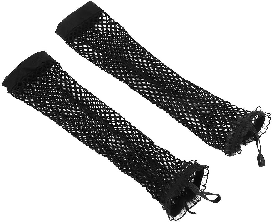 Kids Long Fishnet Gloves Girls Lace Fingerless Mesh Gloves Dance Performance Party Costume Accessory