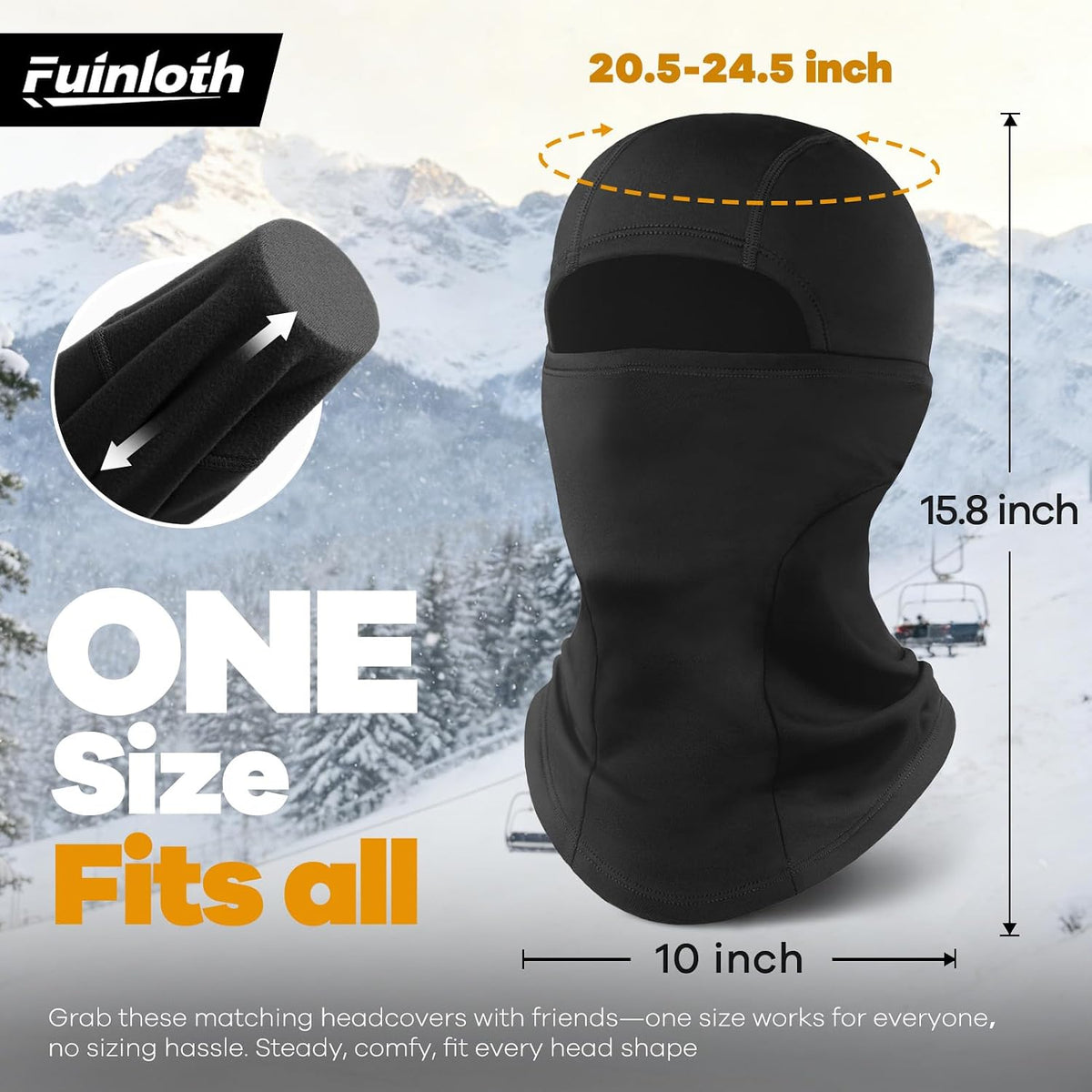Fuinloth Ski Mask Balaclava Pro, Cold Weather Windproof Motorcycle