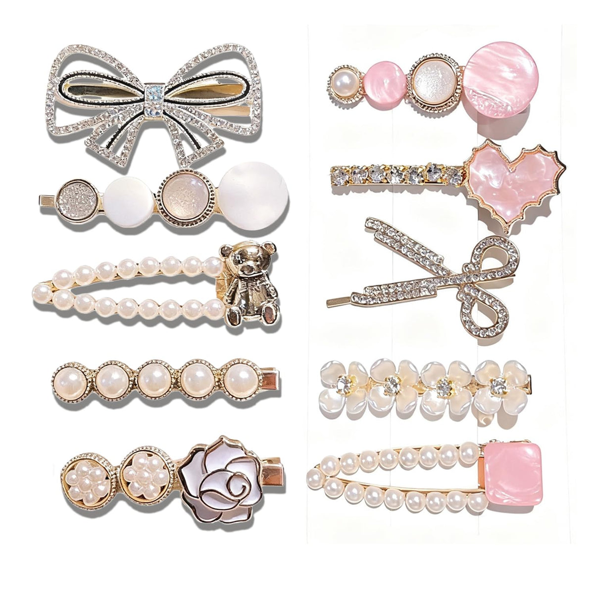 11 Pcs women's hair clip, black and white anti pearl acrylic resin Korean style fashionable hair clip set, suitable as a hair accessory decoration wedding gift for women and girls (pearl)