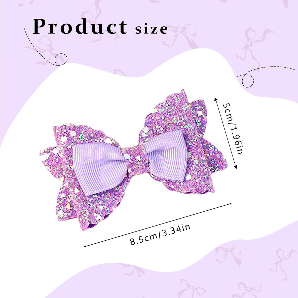 Purple Glitter Hair Clips Fashion Bow Clips Sparkling Bow Alligator Clips Hairpins Women Girls Hair Accessories for Baby Shower,Birthday Party Festival Gifts (purple)