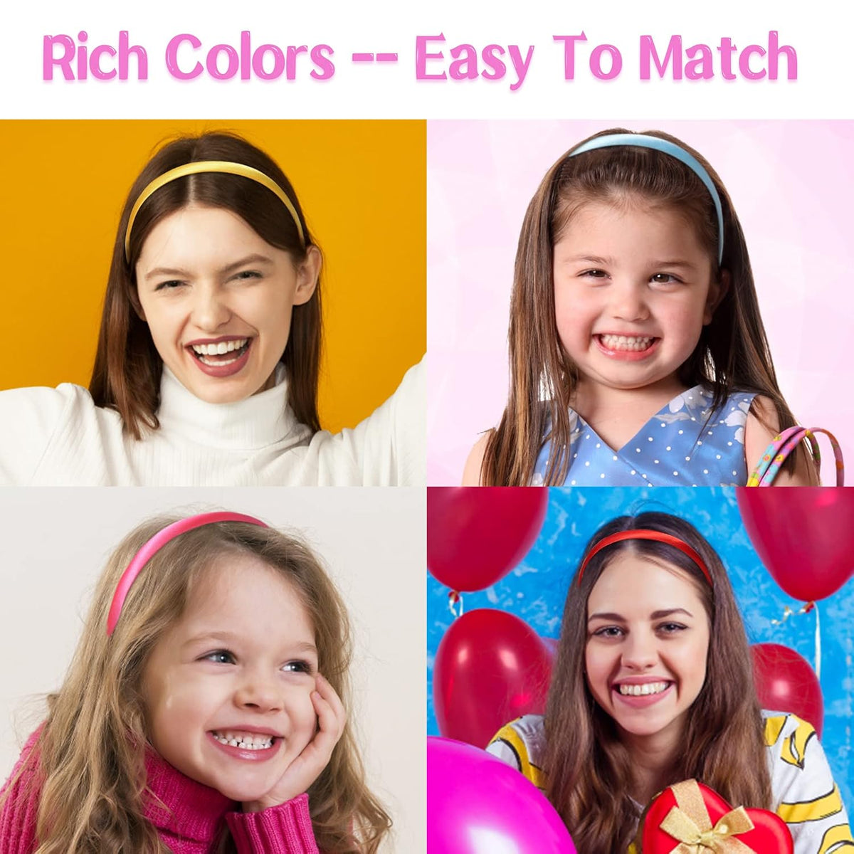 Candygirl 26pcs Headbands for Girls Women, DIY Craft Satin Headbands
