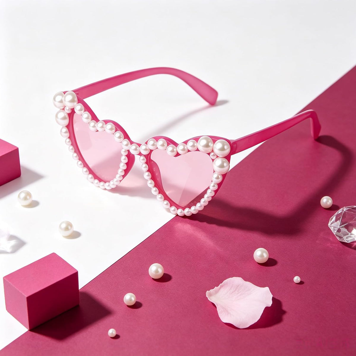 ADE WU Heart Sunglaskses Kids Cute Pearl Sunglasses for Girls Boys Age 3-8