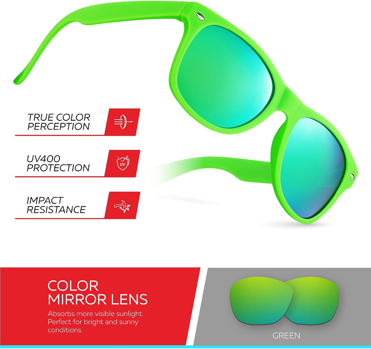 Kids Sunglasses for Boys Girls Age 3-12 Classic Children Sun Glasses UV400