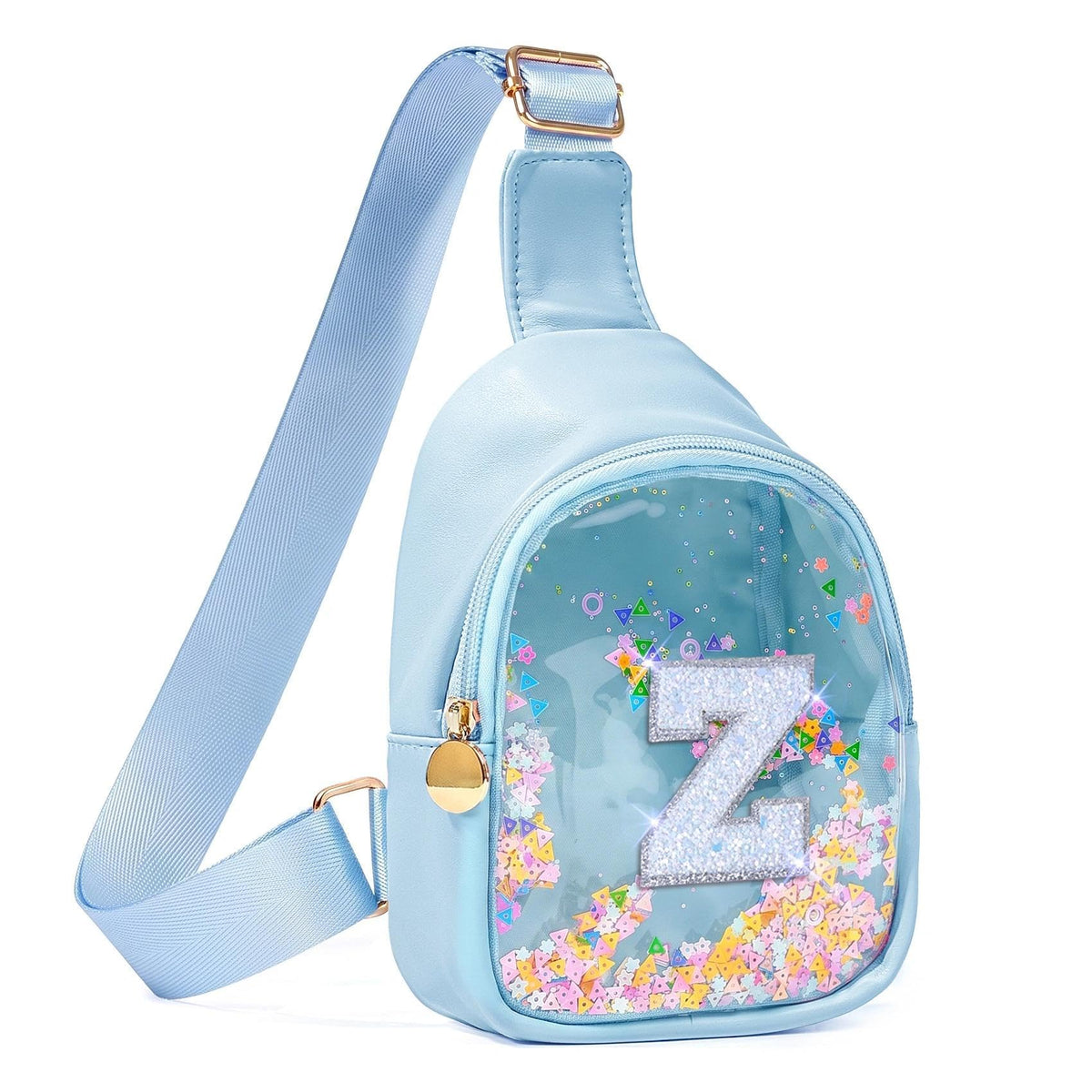 COSHAYSOO Personalized Christmas Birthday Gifts Burr Basket Stuffers for Girls Blue Purse Sling Bag Crossbody Girl Cute Funny Cool Mini Travel Fashion Accessories Monogrammed Initial Letter K