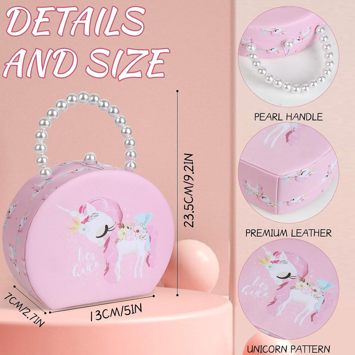 Princess Jewelry Box for Girls with Hair Accessories,Girls Hair Clips Bows Set, Fashion Hair Styling Kit with Mirror,Pink Sparkle Trinket Box Includes Hair Clips (Flower)