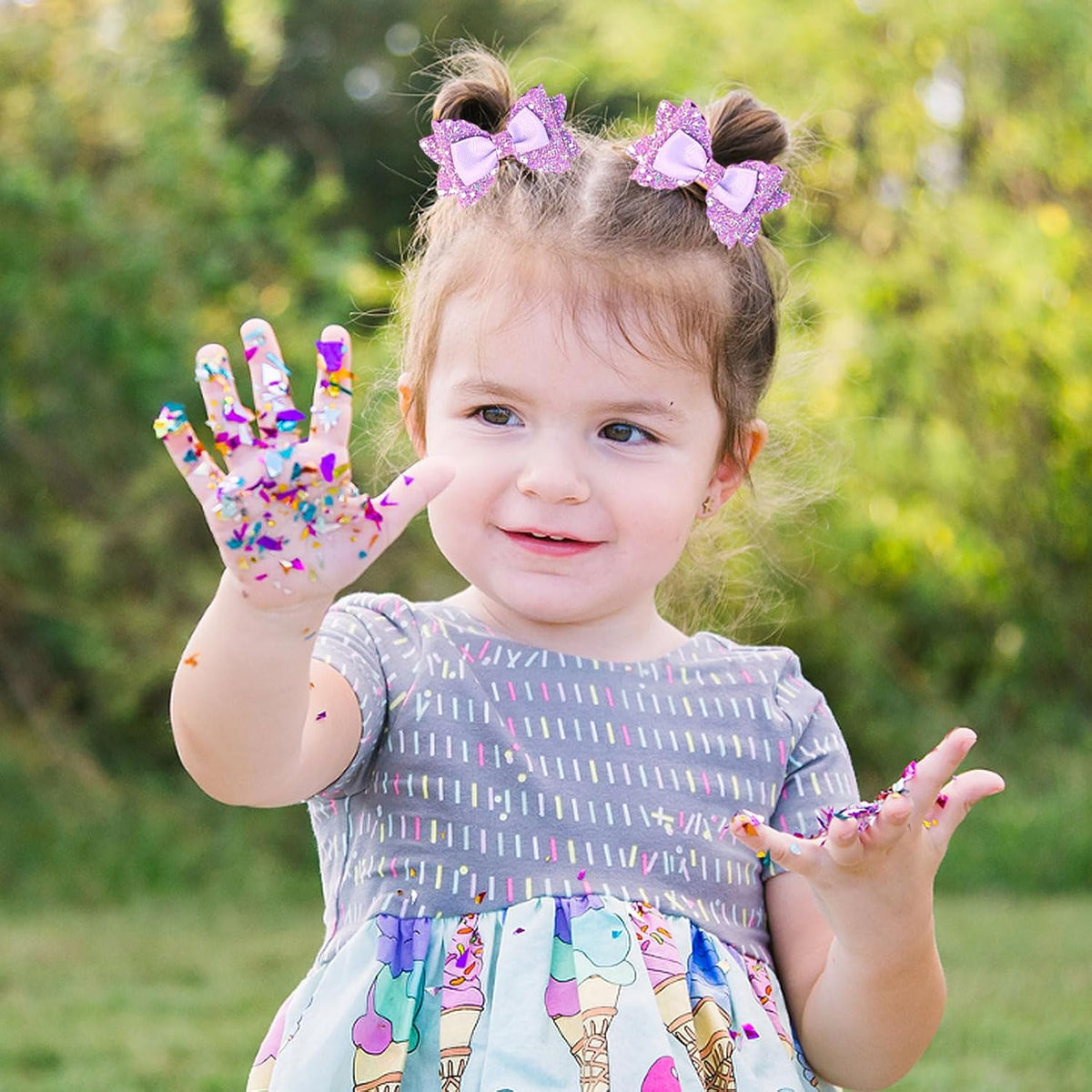 Purple Glitter Hair Clips Fashion Bow Clips Sparkling Bow Alligator Clips Hairpins Women Girls Hair Accessories for Baby Shower,Birthday Party Festival Gifts (purple)