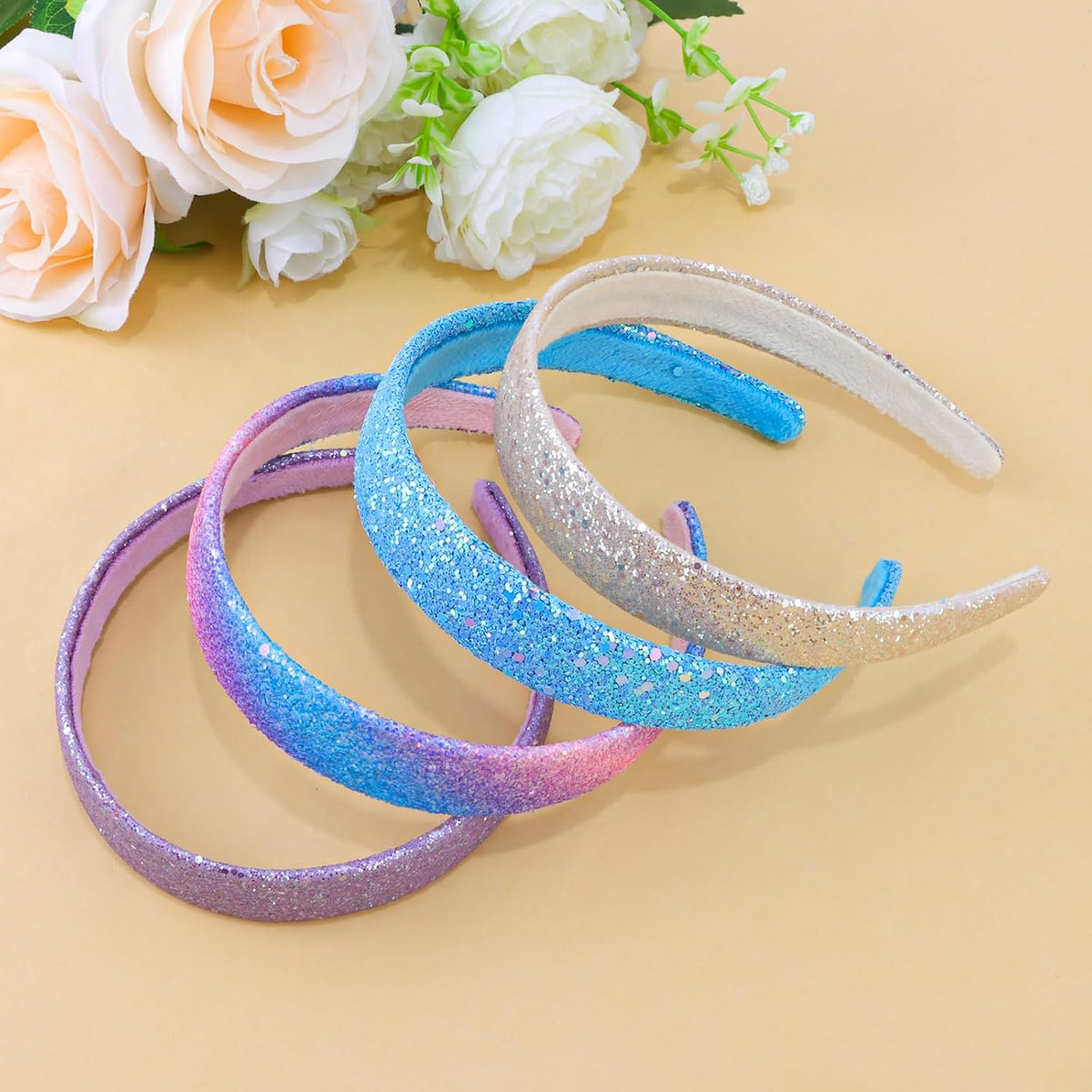 Headbands for Women Girls Hair Accessories Glitter Purple Blue Headband Hair Accessories for Girls Sparkly Headband Rose Gold HairBand for Girl Daily Outfit & Back to School, Holidays