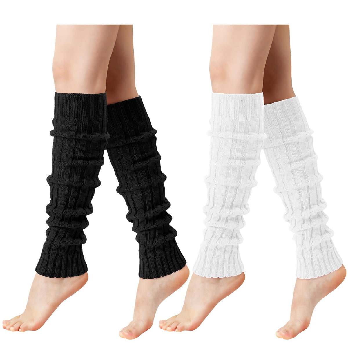 Pleneal Leg Warmers for Women Cable Knit 80s Warm Long Socks Party Sports