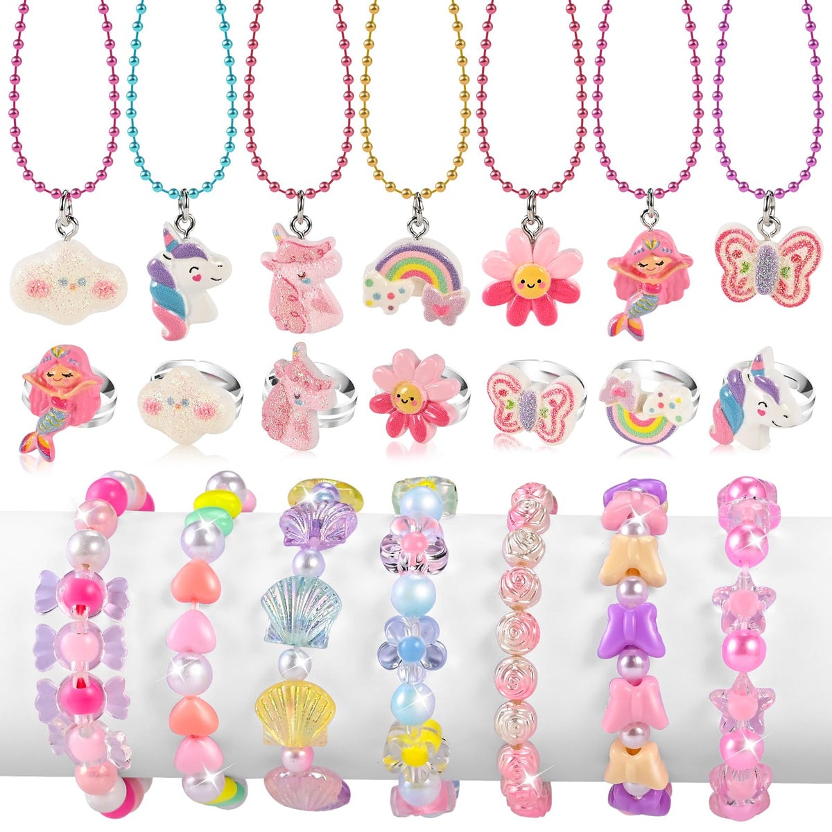 Faburo 10pcs Kids Jewelry for Girls, Little Girls Jewelry Necklace for Girl