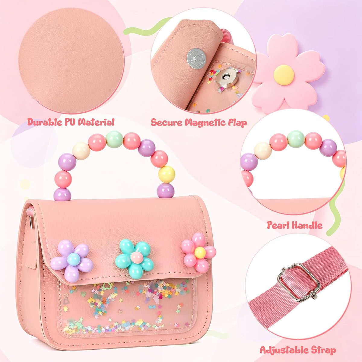 Purse for Girls, Accessories Gift Set Snap Hair Clip Bracelets
