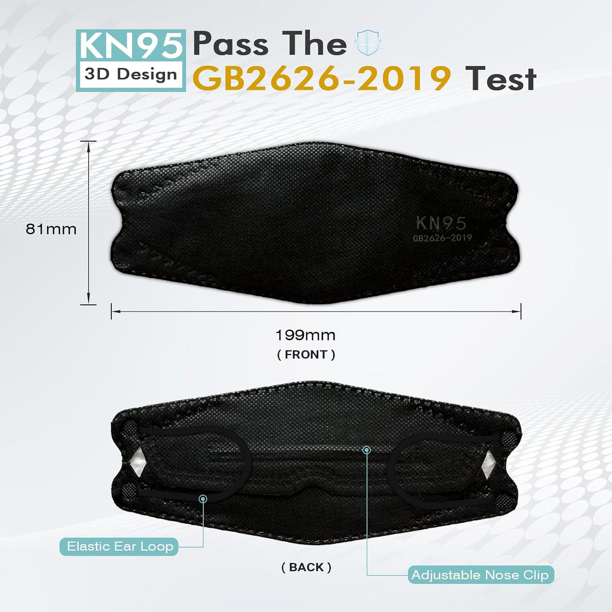 LEMENT KN95 Face Masks,50 PCS Breathable Black Dust Mask For Adult,Teenager