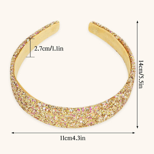 AMCAMI Gold Sparkle Headband Sparkly Glitter Headbands for Girls Hair Bands for Little Girls Gold Hair Accessories
