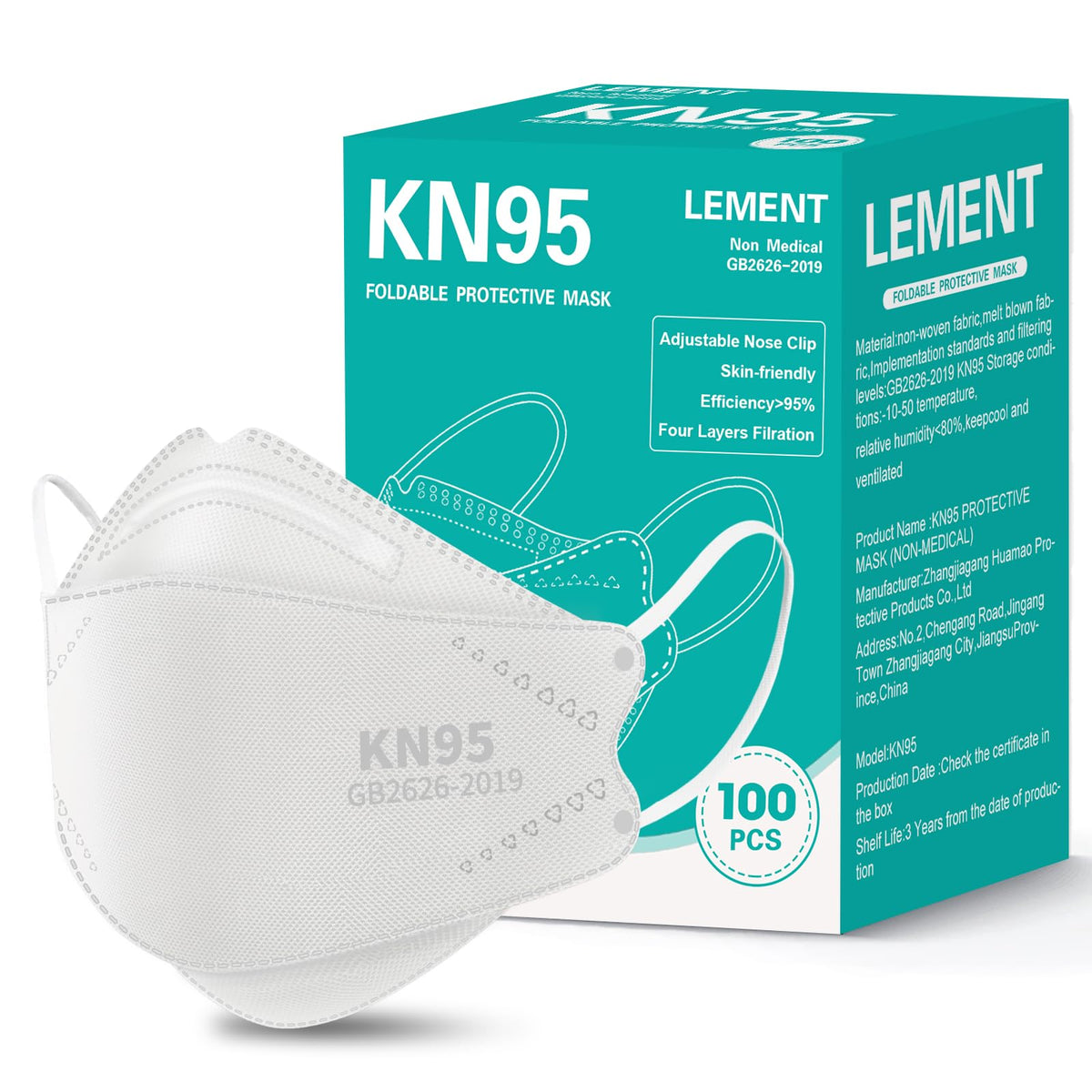 LEMENT KN95 Face Masks,50 PCS Breathable Black Dust Mask For Adult,Teenager