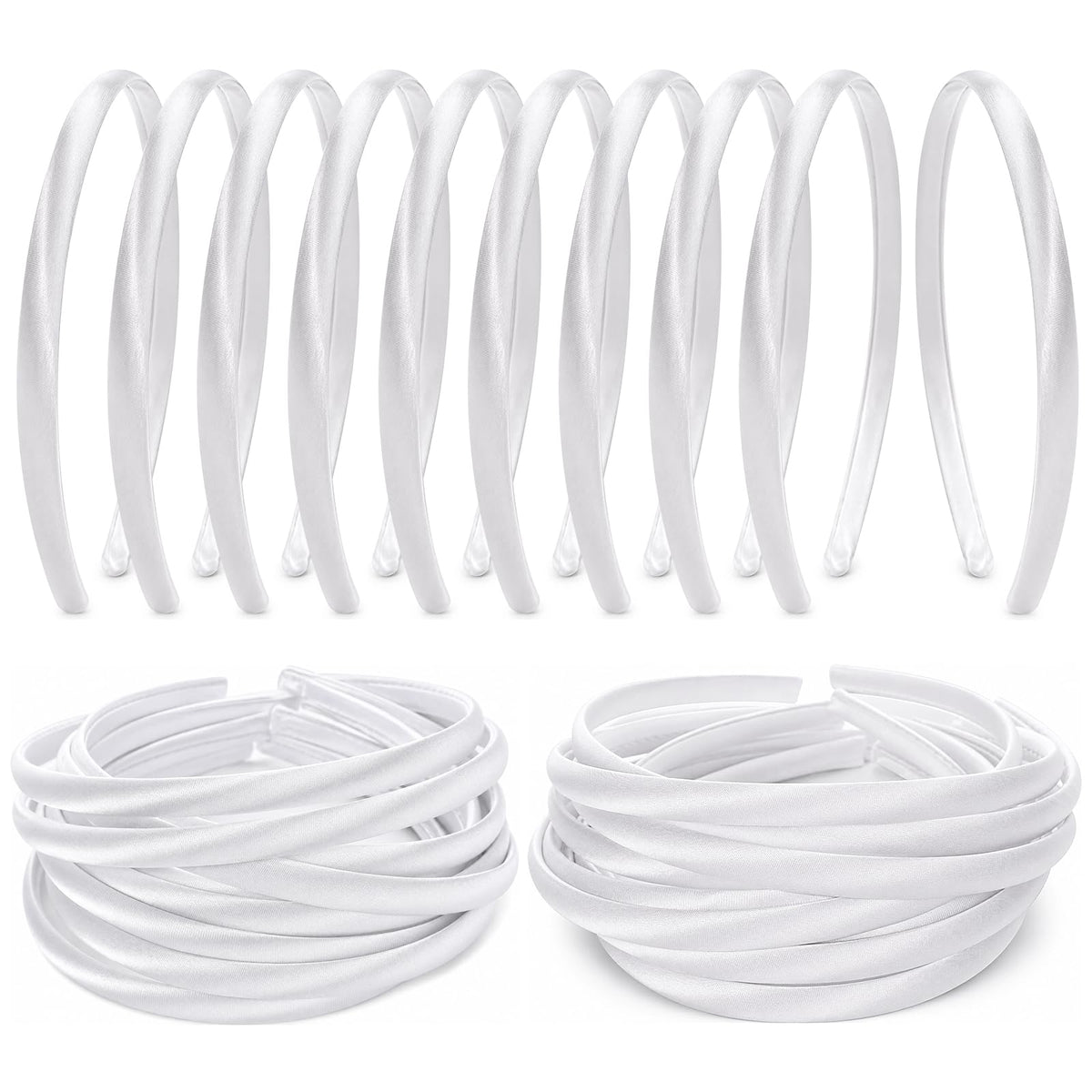 Pack of 26 DIY Satin Covered Fashion Headbands Set 0.4 Inch/1 Cm Girls Hairbands Teen Colorful Ribbon Hair Band Craft Headband Set for Women Non Slip