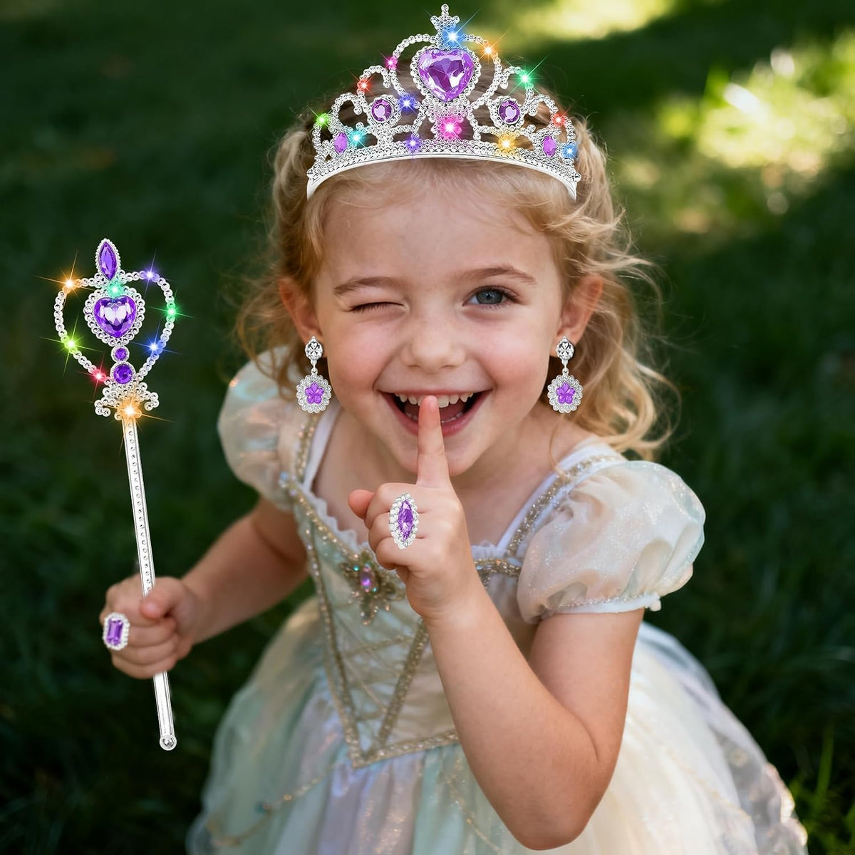 Princess Kids Jewelry for Girls Light Up Princess Crowns Dress Up Accessory