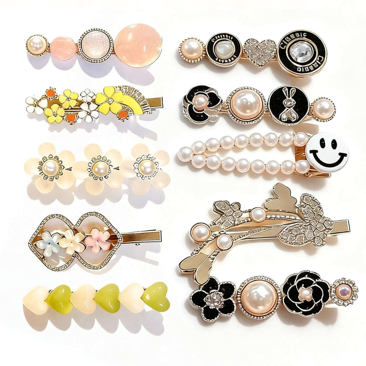 11 Pcs women's hair clip, black and white anti pearl acrylic resin Korean style fashionable hair clip set, suitable as a hair accessory decoration wedding gift for women and girls (pearl)